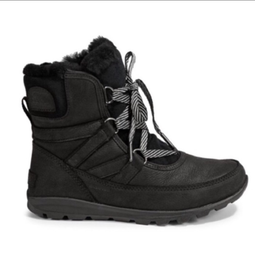 SOREL Whitney Short Leather Premium Winter Boots Waterproof Black 7.5